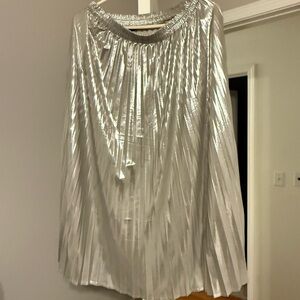 Metallic Silver Pleated Skirt